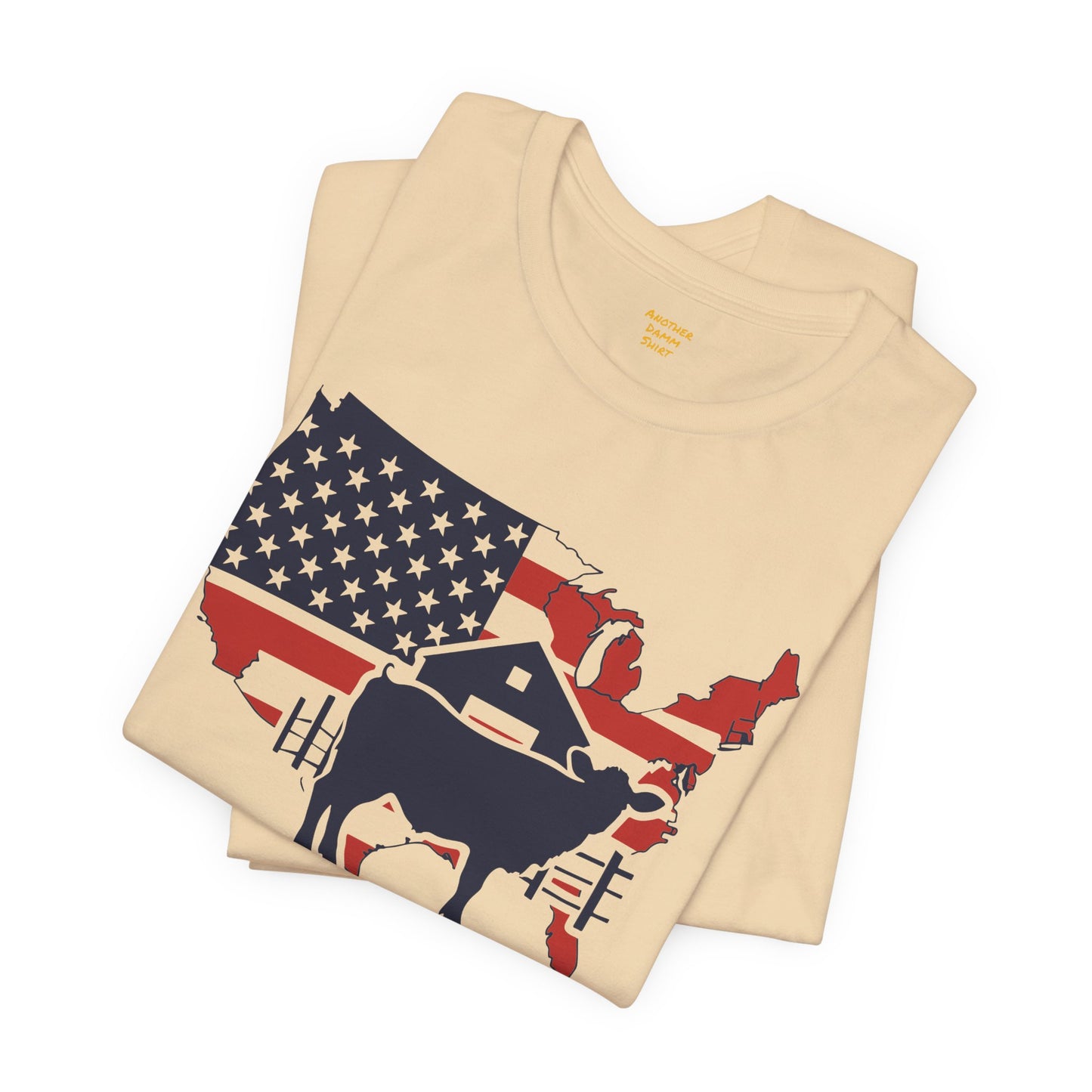 Red White and Blue Farmer Graphic, Unisex Jersey Short Sleeve Tee