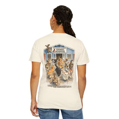 Elizabeth Gill Front Logo Back Graphic Baldwin Harbor Animal Hospital "Who Let the Cats Out?" T Shirt