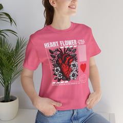 Heart Flower Tee - Nuturing Affection In The Garden Of Life - Positive Vibes Unisex Jersey Short Sleeve Tee