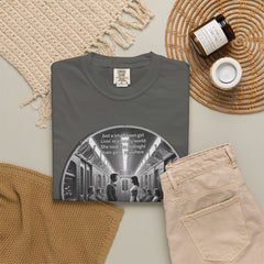 Don;t Stop Believing Subway Reflection T-Shirt — Vintage Black & White Urban Photo Tee