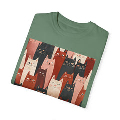 Cute Cat Print Unisex Garment-Dyed T-Shirt - Comfort Colors Soft Perfect for Animal Lovers and Casual Days