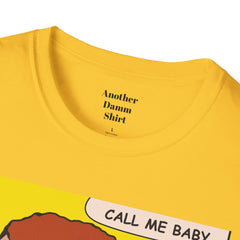 Call Me Baby Unisex Softstyle T-Shirt  Pop Art Bearded Guy with a pacifier and a bow tie