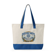 Feeling Nauti Canvas Tote — Hempstead Bay Sailing Club Nautical Zippered Beach Bag for Sailing Lovers