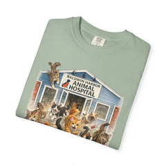 Front Graphic "Who Let the Cats Out?" Baldwin Harbor Animal Hospital Cute Vet Clinic T Shirt