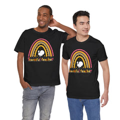 Thankful Teacher T‑Shirt – Retro Rainbow Turkey Teacher Appreciation Tee