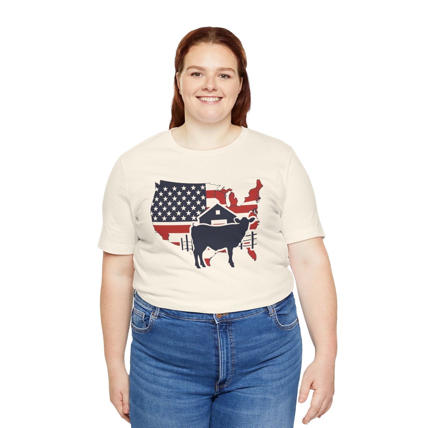 Red White and Blue Farmer Graphic, Unisex Jersey Short Sleeve Tee