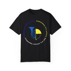 Blue French Horn and Yellow Umbrella Unisex T-shirt - HIMYM Fan Apparel