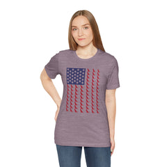 Personalized Dog Silhouette on American Flag - Tell us your dog breed, Unisex Short Sleeve Tee, Golden Retriever Silhouette Shown, Patriotic Shirt, Patriotic Pooch