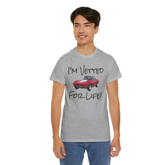Red Corvette Summer Unisex Tee - I'm Vetted For Life Front and Back Image T Shirt