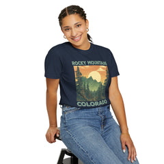 Rocky Mountains Colorado Graphic, Comfort Colors Soft Relaxed Fit Unisex Garment-Dyed T-shirt