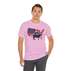 Red White and Blue Farmer Graphic, Unisex Jersey Short Sleeve Tee