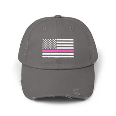 Support Cancer Survivors, Unisex Distressed Cap, US Flag Cancer Awareness, Gift For Him, Gift For Her, Pink Supporter, Cancer Survivors Flag