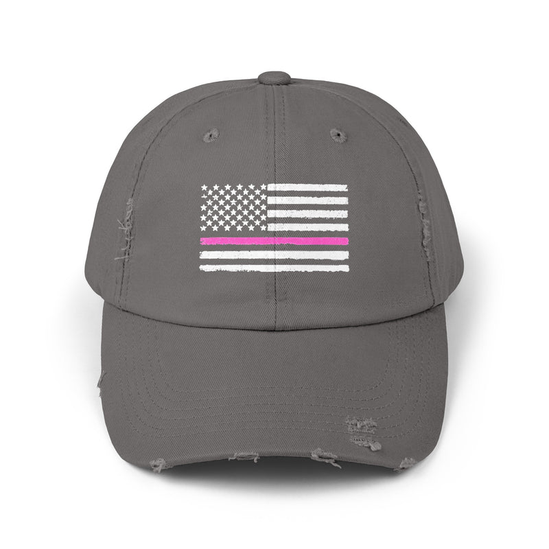 Support Cancer Survivors, Unisex Distressed Cap, US Flag Cancer Awareness, Gift For Him, Gift For Her, Pink Supporter, Cancer Survivors Flag