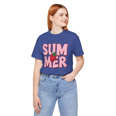 Summer Strawberry T-Shirt — Cute Pink Graphic Tee with Strawberry "SUMMER" Design