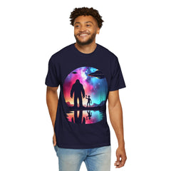 Bigfoot & Alien Nightscape T-Shirt — Sasquatch UFO Graphic Tee