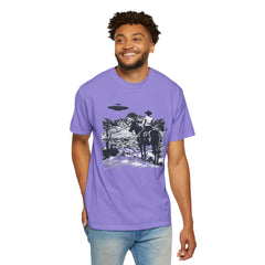 UFO Meets Cowboy Vintage Graphic T-Shirt — Retro Western Alien Tee