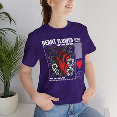 Heart Flower Tee - Nuturing Affection In The Garden Of Life - Positive Vibes Unisex Jersey Short Sleeve Tee