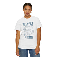 Dolphin, Respect The Ocean -  Graphic Unisex Garment-Dyed T-shirt