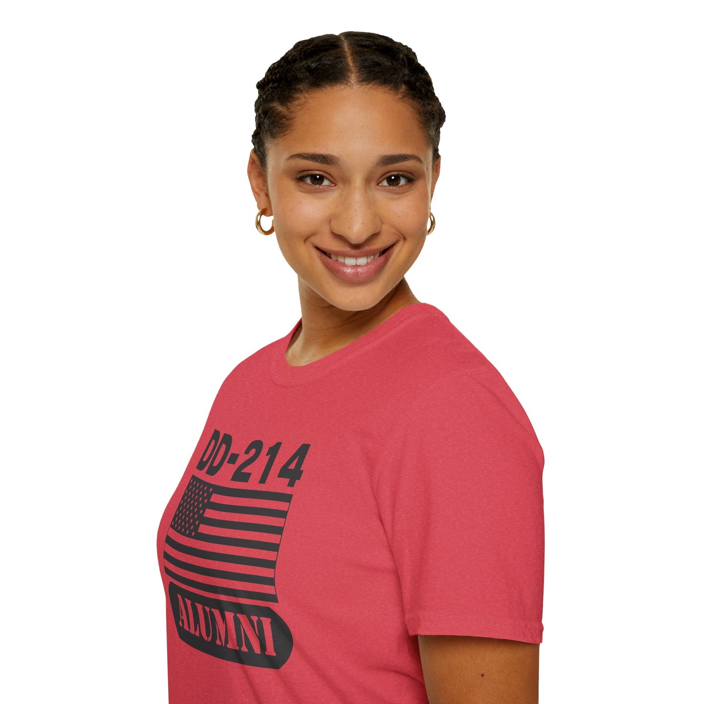 DD-214 Alumni with American Flag  Unisex Softstyle T-Shirt