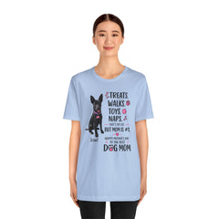 Personalized Your Dog and its name Mother's Day T-Shirt — 'Treats. Walks. Toys. Naps.