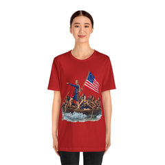 Historical Fever Patriot T‑Shirt — Revolutionary Flag Rowboat Design