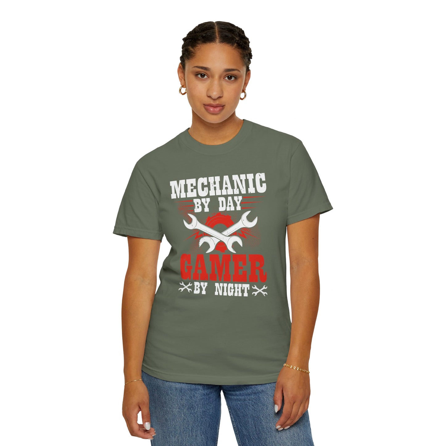 Mechanic By Day Gamer By Night, Comfort Colors Unisex Relaxed Fit T Shirt