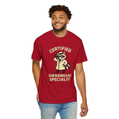 Certified Shenanigans Specialist T-Shirt | Funny Unisex Tee, Casual Wear, Gift for Raccoon Lovers, Cute Animal Shirt, Quirky Apparel