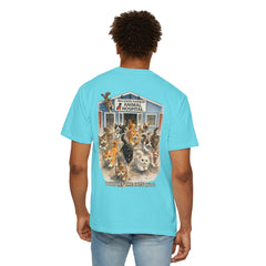 Elizabeth Gill Front Logo Back Graphic Baldwin Harbor Animal Hospital "Who Let the Cats Out?" T Shirt