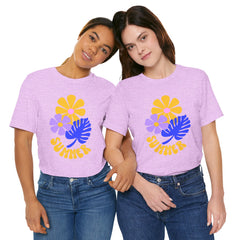 Summer Floral Tee — Retro Flowers & Monstera Design