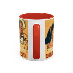 Mug - Vintage He Joined The Submarine Service Unique Tri Panel Image Accent Coffee Mug (11, 15oz)