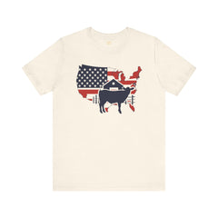 Red White and Blue Farmer Graphic, Unisex Jersey Short Sleeve Tee