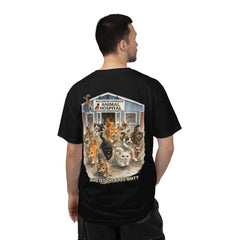 Back Graphic "Who Let the Cats Out?" Baldwin Harbor Animal Hospital Cute Vet Clinic T Shirt