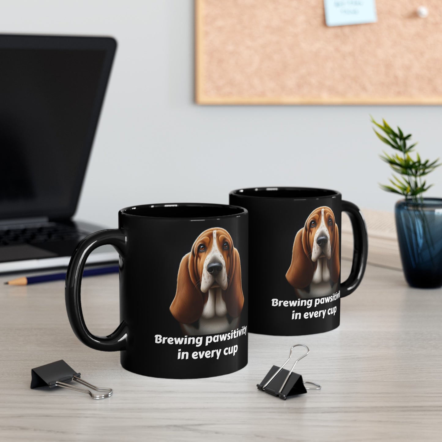 Basset Hound Black Mug (11oz, 15oz), Brewing Pawsitivity In Every Cup