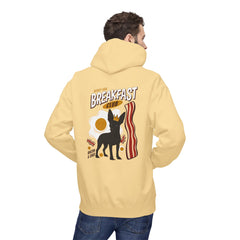 Breakfast Club Hoodie — Cute Black Dog, Bacon & Egg Graphic Pullover