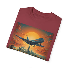 Unisex Jetliner Sunset Graphic T-Shirt - Travel Theme Tee