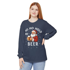 Festive Santa Claus Long Sleeve T-Shirt - "Ho Ho Hold My Beer"