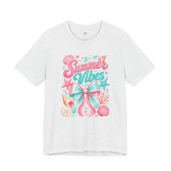 Summer Vibes Tee — Pastel Seashell Bow Beach T-Shirt
