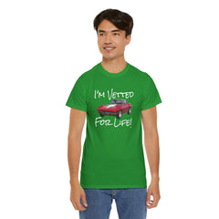 Red Corvette Summer Unisex Tee - I'm Vetted For Life Front and Back Image T Shirt