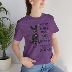 Personalized Your Dog and its name Mother's Day T-Shirt — 'Treats. Walks. Toys. Naps.