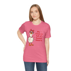 Teacher Valentine T-Shirt — "My Class Is Full of Sweet Hearts" Cute Duck Design