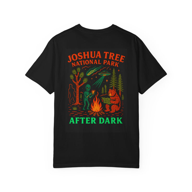 After Dark Collection Joshua Tree National Park  Unisex  Shirt, Creatures around the campfire scene