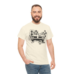 Abstract Retro Racing Car Unisex Heavy Cotton Tee | Perfect for Car Enthusiasts, Father's Day Gift, Casual Wear, Vintage Style, Unique Graphic Shirt