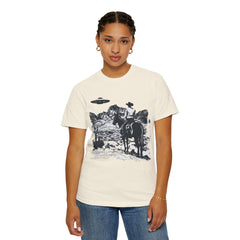 UFO Meets Cowboy Unisex Garment Shirt -Dyed  T Shirt