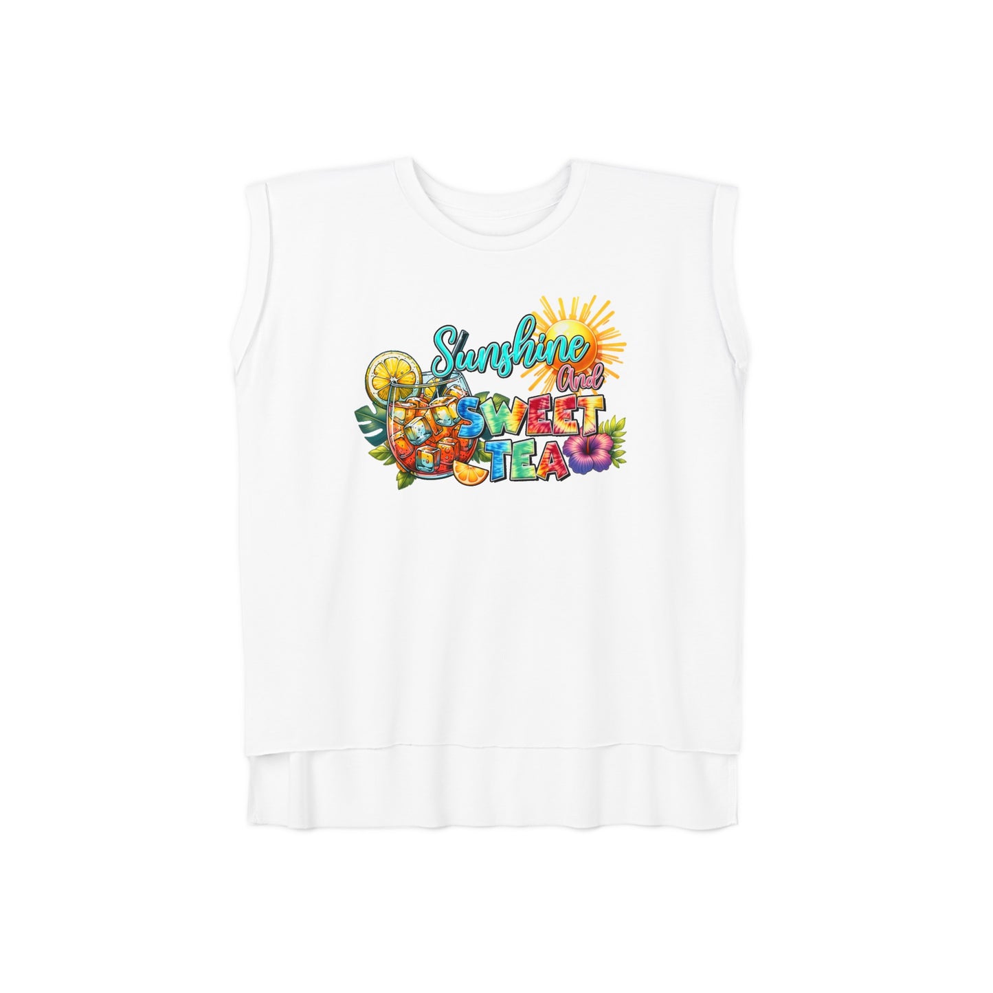 Sunshine and Sweet Tea TShirt, womens graphic tee, flowy muscle tee, rolled cuffs shirt, women's shirt, summer t-shirt, camping shirt, outdoor apparel, adventure clothing, nature lover gift, gift for camper, hiking t-shirt, wanderlust apparel.