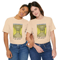Do Not Question The Hallway T-Shirt — Retro Yellow Corridor Graphic Tee