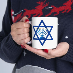 Star of David with  Menorah Jewish Graphic Ceramic Mug (11oz, 15oz)