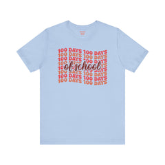 100 Days of School - Unisex Short Sleeve Tee | Elementary School Holiday, Teacher Apparel, Kids Motivation, Days Checked Off