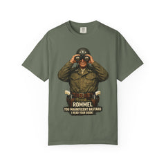 Graphic T-Shirt — Vintage WWII General George Patton Binoculars Design with "Rommel You Magnificent Bastard" Text