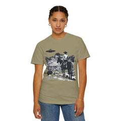 UFO Meets Cowboy Unisex Garment Shirt -Dyed  T Shirt