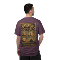 From Shore To Shore Lighthouse Series T Shirt -  Scenic Vintage Postage Stamps